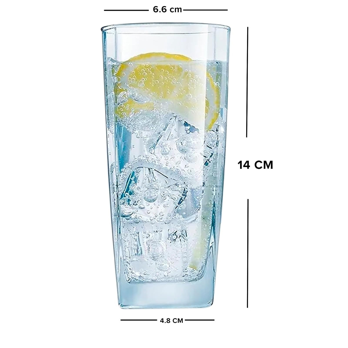 Luminarc 307-4903 Set 6 Vasos Highball con Forma Cuadrada de Vidrio Transparente, Colección Sterling, Ideal para Agua o Todo Tipo de Bebidas, Vasos Con Base Plana, 300 ml