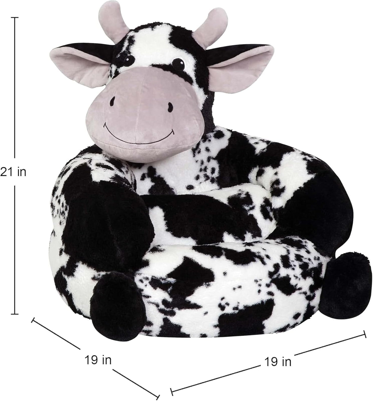 Trend Lab Cow - Silla de Felpa para niños, cómoda Silla de Descanso con Almohada para niños de 1 a 3 años, 21 x 19 x 19 Pulgadas, Alternativa de puf Suave