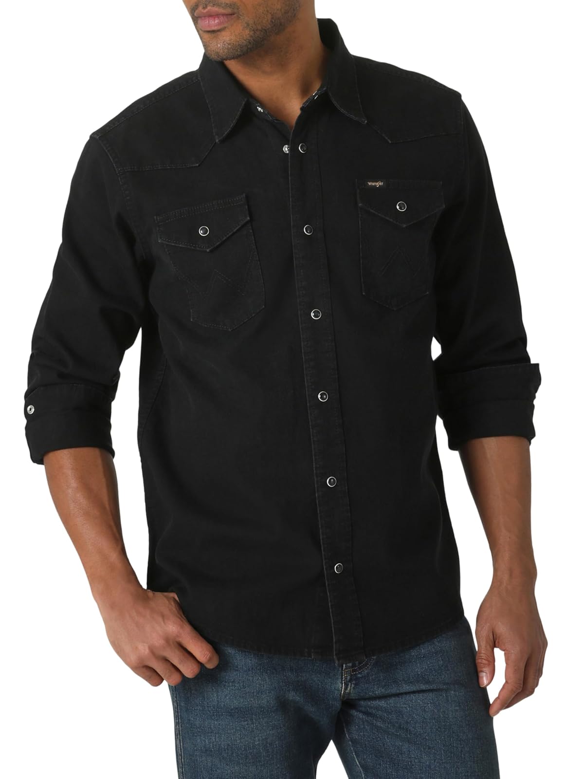 Wrangler Camisa de Mezclilla Ajuste Regular para Hombre - Negro - XXL