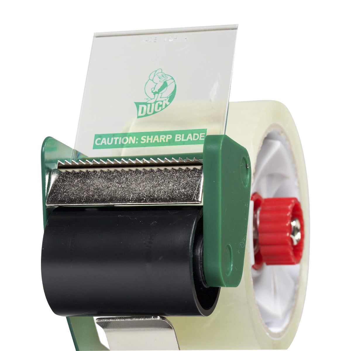 Duck Brand Shark Pro dispensador de cinta de 1,5 o de 3-Inch De Embalaje Con Mango Suave Mango De Goma, Estándar, Verde/Negro, 3 Inch Core