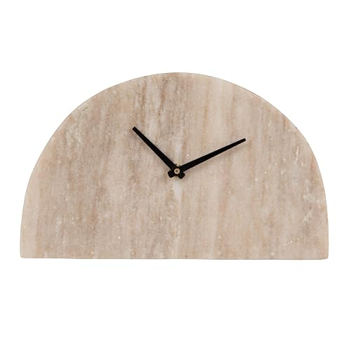 Bloomingville - Reloj Decorativo de Media Luna de mármol para repisa, Beige y Negro