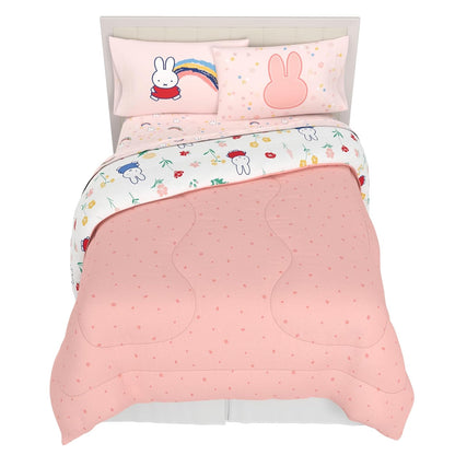 Franco Collectibles - Juego de Ropa de Cama Miffy, tamaño matrimonial, 7 Piezas, edredón Reversible y Esponjoso, con Funda (Producto 100% con Licencia Oficial)