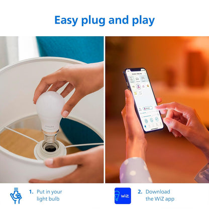 Philips Foco LED Inteligente A Todo Color A19 60W | 4 unidades, 800 lm, E26 interior, automatización atardecer amanecer, detección movimiento, control voz aplicación