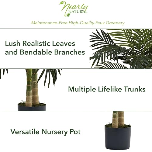 Nearly Natural 5357 Dorado caña Palmera, 4-Feet, Verde | 4 Pies, Verde, Artificial, Hojas Doradas