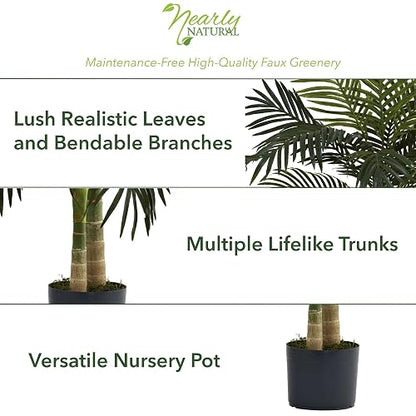 Nearly Natural 5357 Dorado caña Palmera, 4-Feet, Verde | 4 Pies, Verde, Artificial, Hojas Doradas