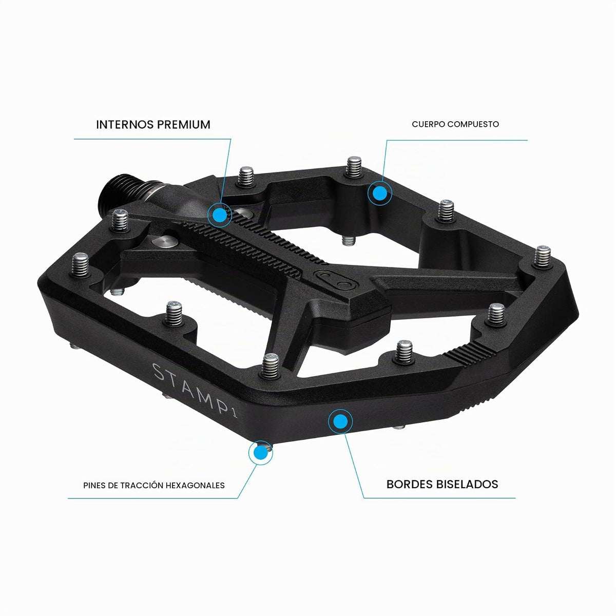 Crankbrothers - Pedal de Bicicleta Plano BMX/MTB - Pedal de Bicicleta de Plataforma, Perfil mínimo, Agarre Ajustable