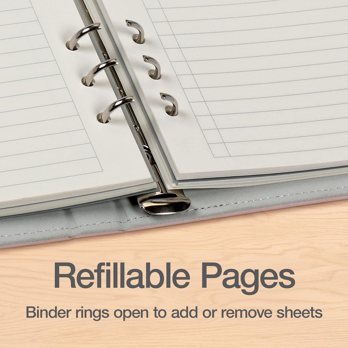 Oxford - Cuaderno profesional de 6 anillas, 7 x 9 pulgadas, cuaderno recargable, papel marfil, 100 hojas, funda de piel sintética rosa rubor (90005)