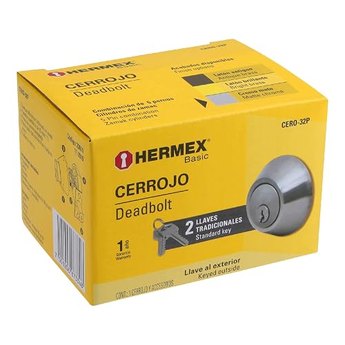 Hermex Basic CERO-32P, Cerrojo doble cilindro, cromo mate