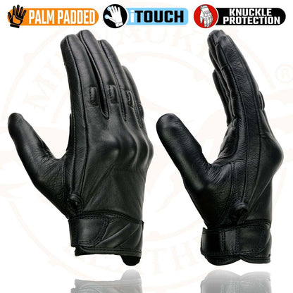 Milwaukee Leather Guantes de Motocicleta de Piel con Nudillos de Gel para Pantalla Táctil, Negro, 4XL, MG7501-BLK-4X