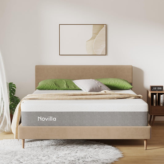 Novilla - Colchón de Espuma viscoelástica de Gel refrescante de 8 Pulgadas para Apoyo de Contorno y Alivio de presión y Comodidad de Felpa, Espuma certificada CertiPUR-US