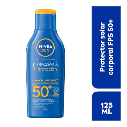 Protector Solar Corporal NIVEA SUN Protección E Hidratación Fps50+ 125Ml Con Vitamina C Y Ácido Hialurónico