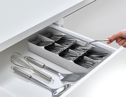 Organizador de cubiertos compacto grande DrawerStore - Gris