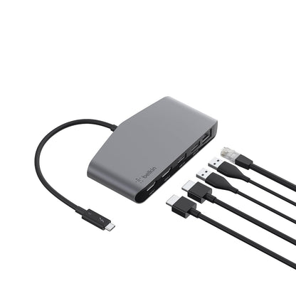 Belkin F4U098BT Minibase Dock HD Thunderbolt 3, Portátil, HD, Plateado