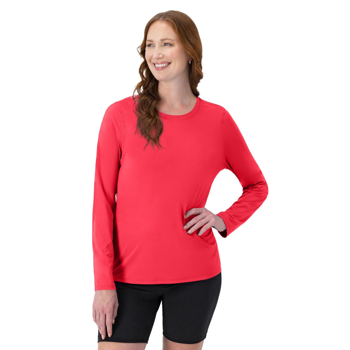 Hanes Sport Cool DRI playera de manga larga para mujer - Rosa (Razzle Pink) - CH