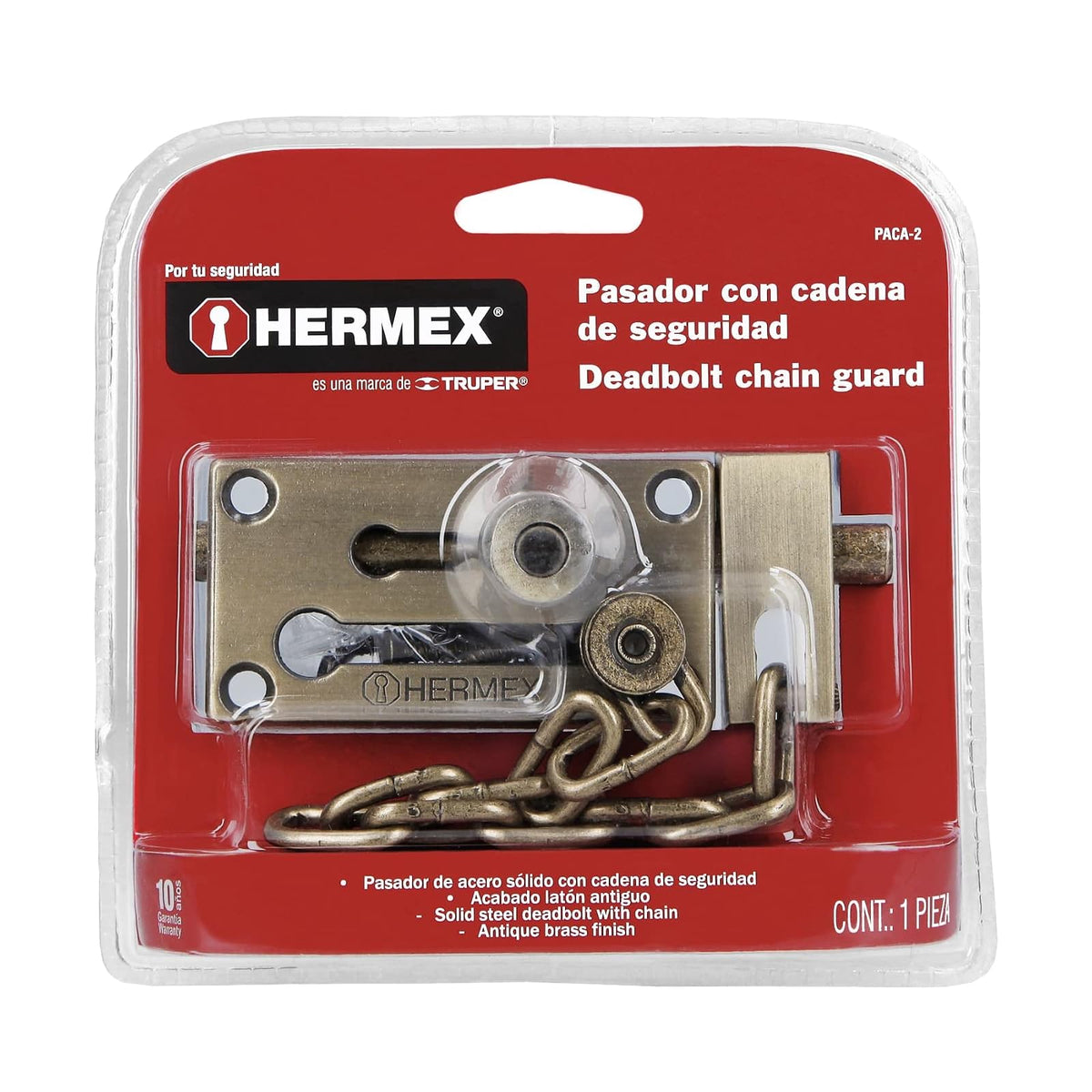 Hermex PACA-2, Pasador con cadena de latón antiguo