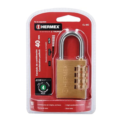 Hermex CL-40C, Candado de latón, de combinación, 40mm, blíster