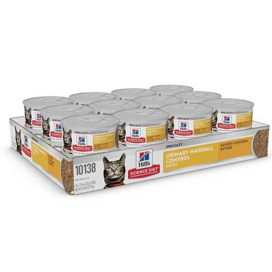 Hill's Science Diet Alimento Húmedo para Gato con Bolas De Pelo 24 Pack 82G | Alimento húmedo Hill's para gato, pollo real, control de bolas de pelo, piel y pelaje sanos, fibra natural