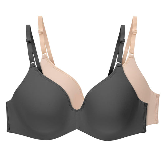 Hanes Underwire Bra Pack, Invisible Look T-Shirt Bra, Adjustable Straps, 2-Pack Sujetador Mujer