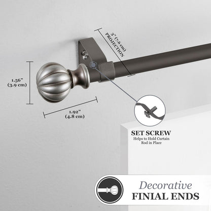 Kenney 71632 Deco Window Curtain Rod, 48-86, Italian Pewter