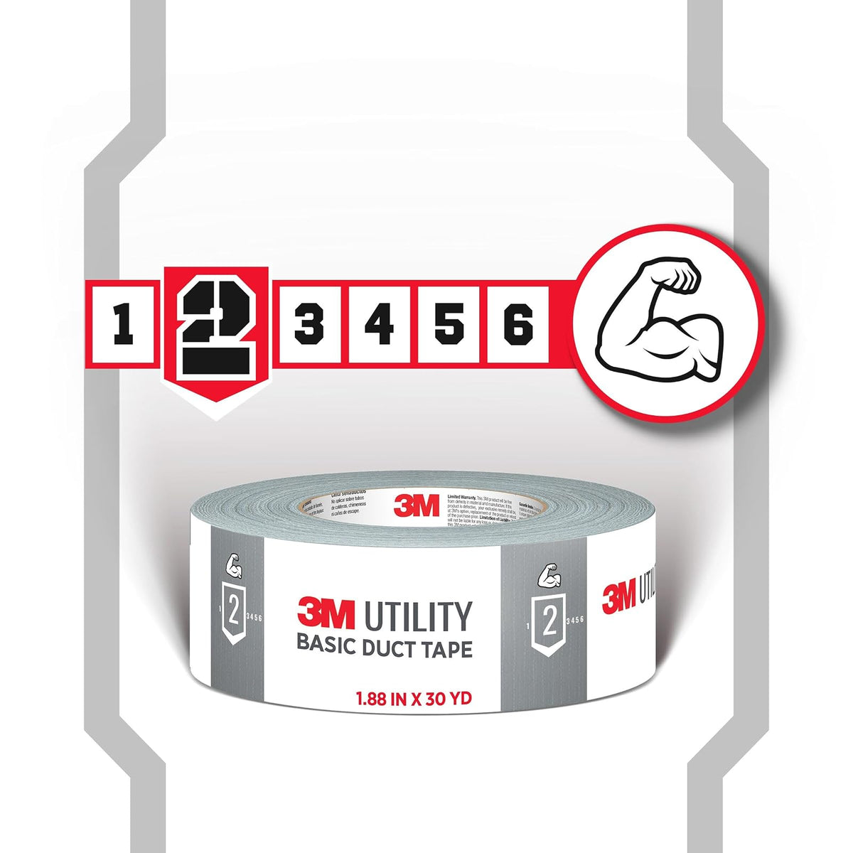 3M Basic - Cinta Adhesiva Plateada para Reparaciones temporales, Uso en Interiores, 1.88 Pulgadas x 55 Yardas, 3 Rollos