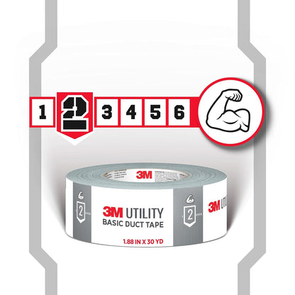 3M Basic - Cinta Adhesiva Plateada para Reparaciones temporales, Uso en Interiores, 1.88 Pulgadas x 55 Yardas, 3 Rollos