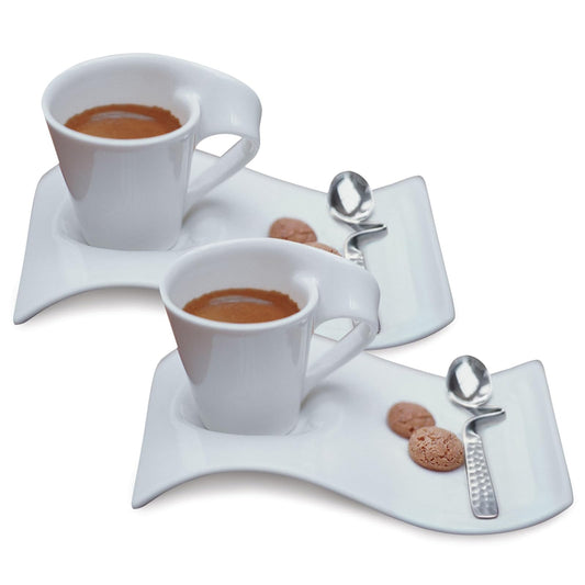 Villeroy & Boch New Wave Caffe Juego de 6 Piezas | Para 2 tazas, porcelana premium, apto lavaplatos y microondas