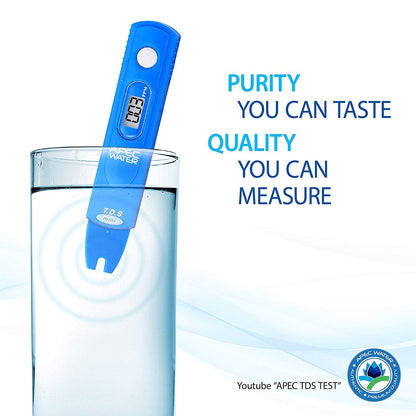 APEC TDS - Medidor digital de calidad de agua TDS con estuche de transporte, rango de medición de 0 a 1999 ppm, resolución de 1 ppm, precisión de lectura +/- 2%