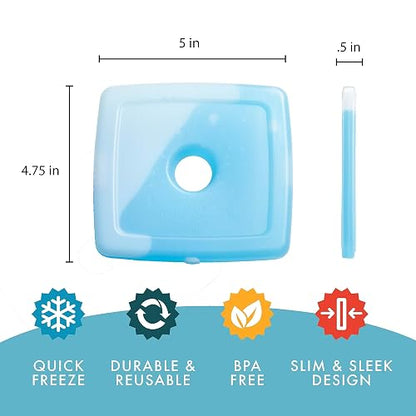 Fit + Fresh Cool Coolers - Paquetes de hielo delgados reutilizables para bolsas de almuerzo, bolsas de playa, enfriadores y más, juego de 4, multicolor