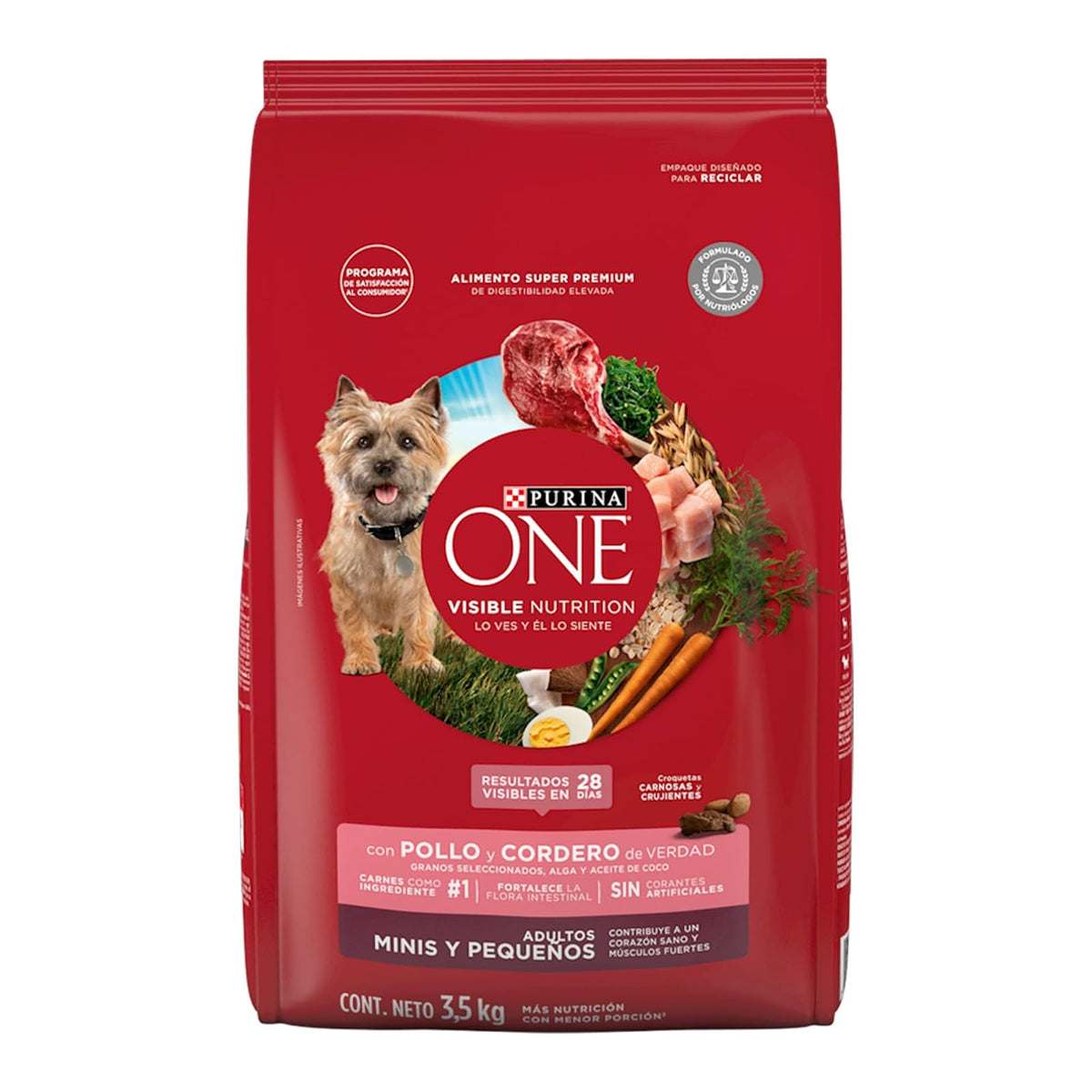 Purina One Adulto Raza Minis y Pequeños Sabor Pollo y Cordero 3.5Kg