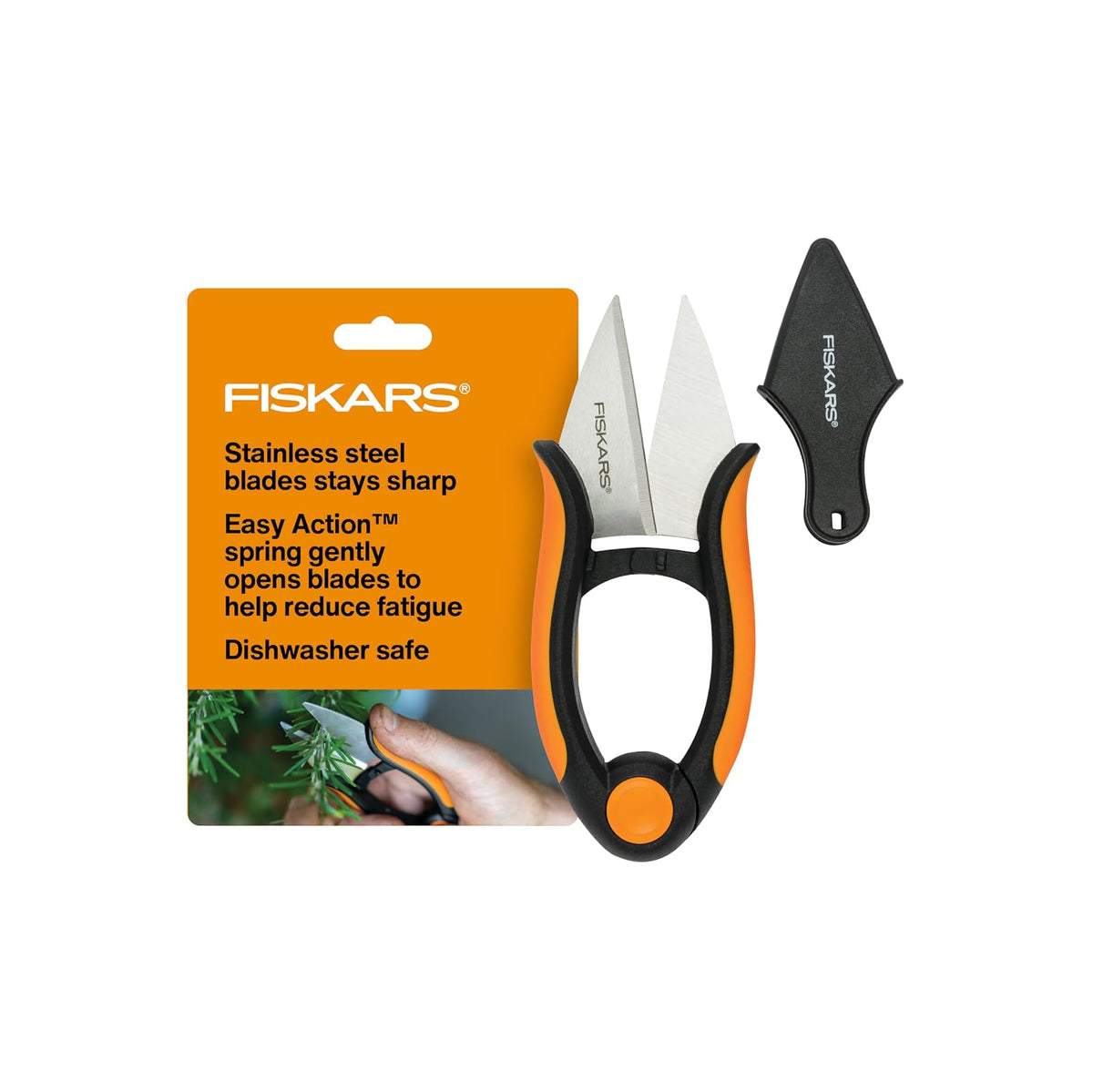 Fiskars - Tijeras de jardín para Hierbas, Tijeras de jardín de 5 Pulgadas, Tijeras de Mano con Funda y Mango de Agarre Suave, aptas para lavaplatos