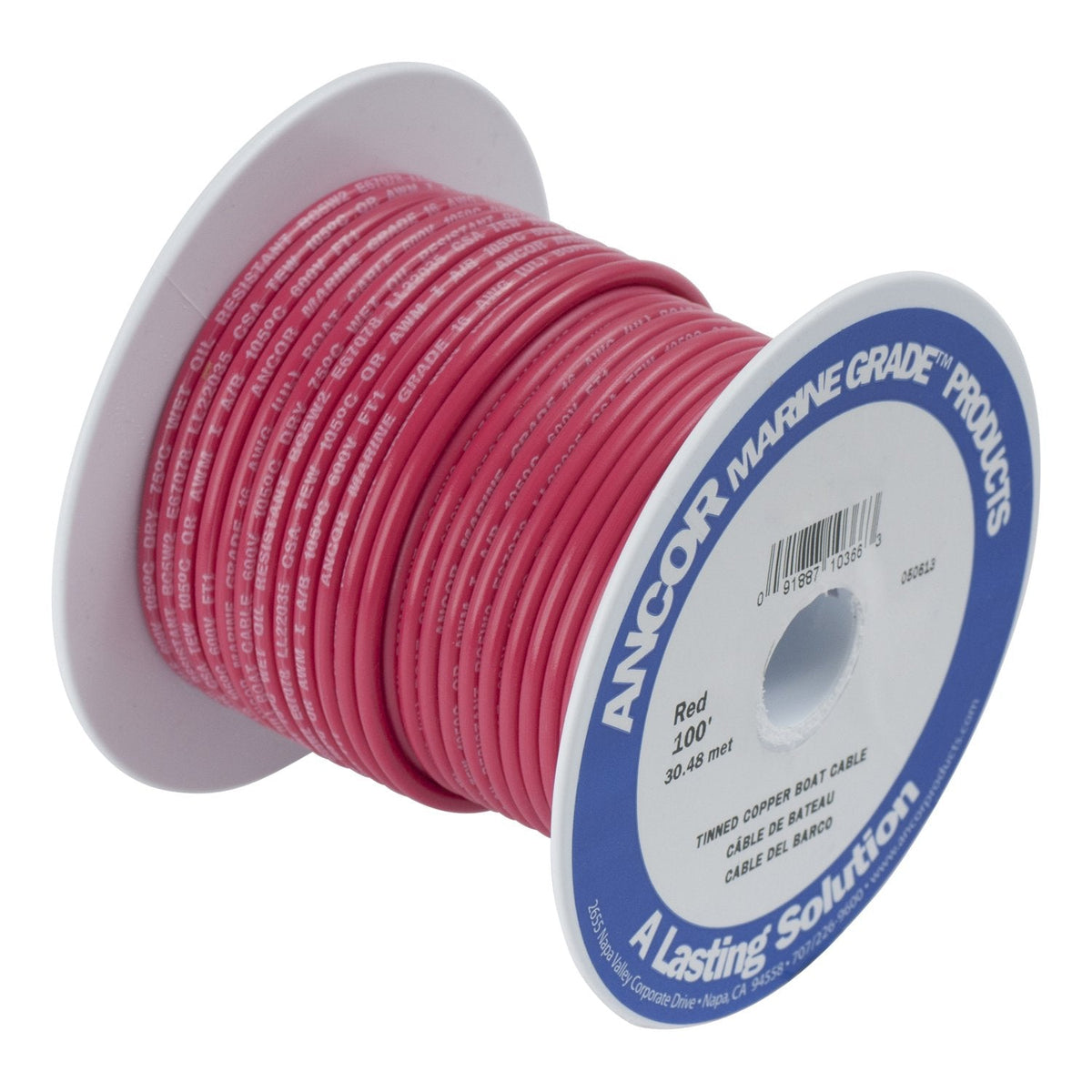 Ancor Cable de batería y Alambre de Calidad Marina 18 AWG – 4/0 AWG Todos los Colores y tamaños de Bobina - 100 Feet - 12 Awg - Red
