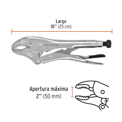 Truper PPT-10C, Pinza de presión 10", mordaza curva