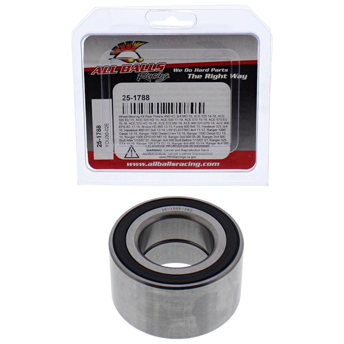 Juego de rodamientos de rueda All Balls Racing 25-1788 compatible con/reemplazo para Polaris 450 HO 2x4 MD 2016, Brutus HD 900 2013-2014, Brutus HD 1000 2016-2018, Forest 800 6x6 2015, ACE 325 20