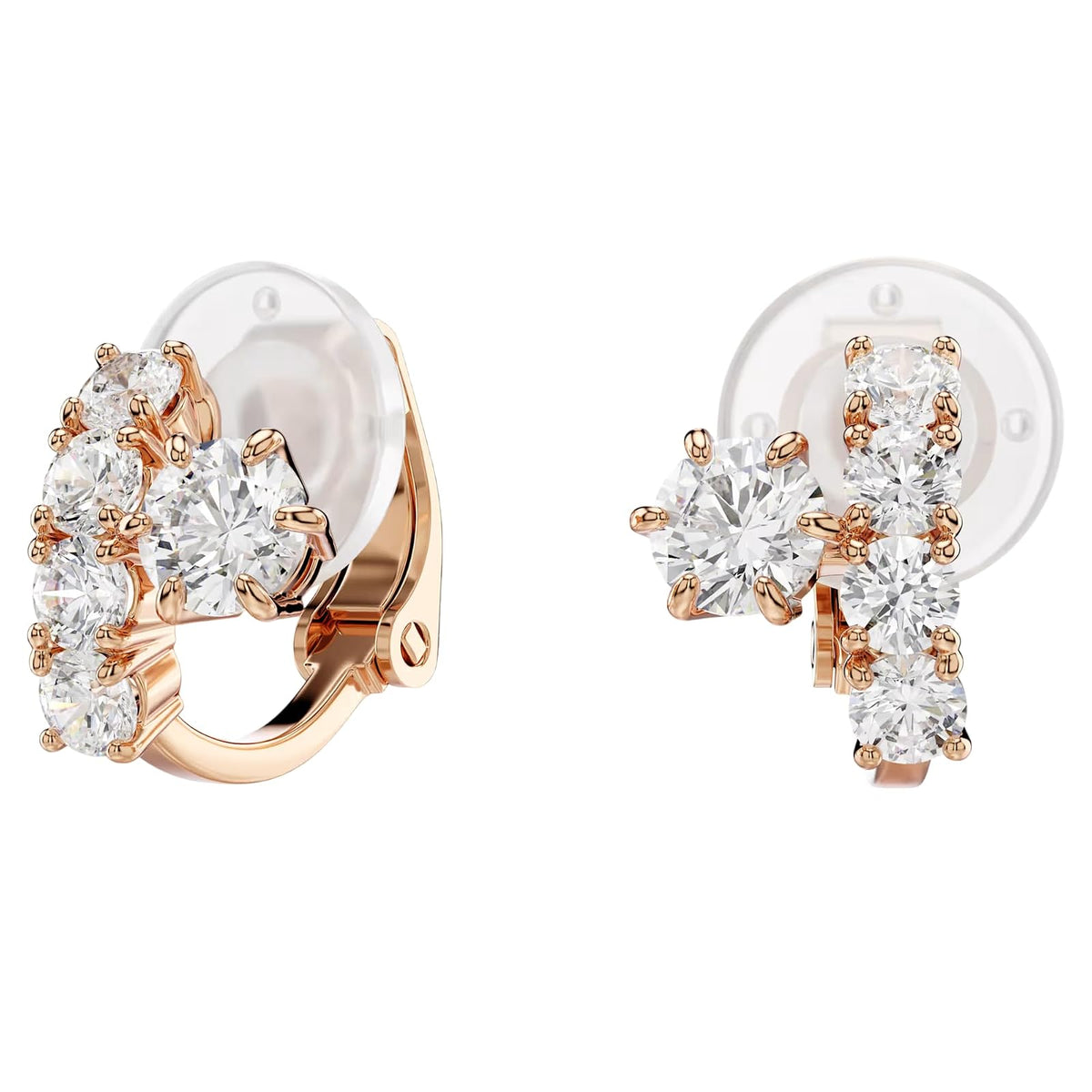 Pendientes de clip Matrix, Talla redonda, Blancos, Acabado en oro rosa de 18 quilates