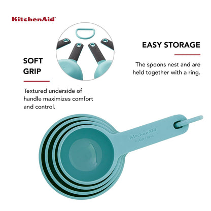 KitchenAid - Juego de 4 tazas medidoras, Aqua Sky