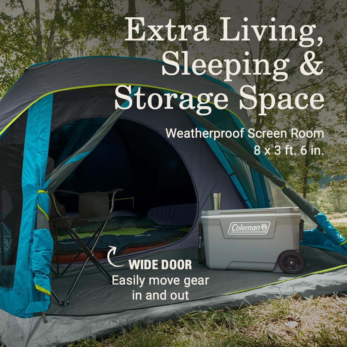 Coleman Skydome - Tienda de campaña para habitación Oscura con visualización para 4/6 Personas, Resistente a la Intemperie, bloquea el 90% de la luz Solar y se instala en 5 Minutos, Incluye Mosca y