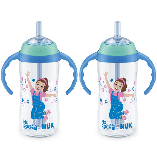 NUK First Choice Ms. Rachel - Taza de paja para aprender, 10 onzas, paquete de 2