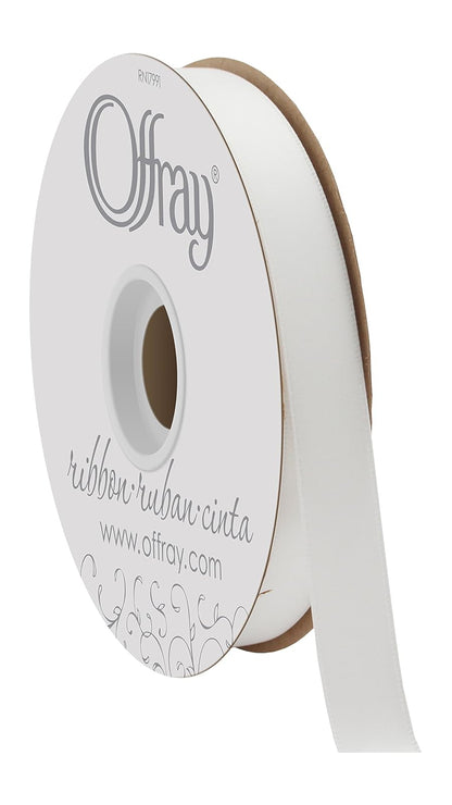 Offray Craft cinta de satén de doble cara, 7/20.3 cm de ancho por 20-Yard carrete, blanco antiguo, Azul claro, 1/4 Inch x 100 Yard, 1 - Blanco - 5 - 8 Inch x 50 Yard