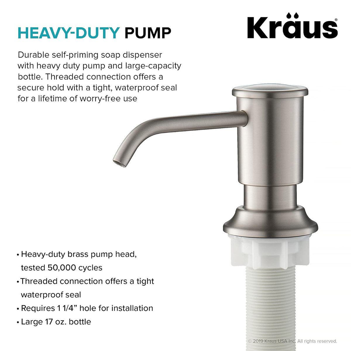 Kraus KSD-80SFS - Dispensador de jabón y loción de Cocina en Acero Inoxidable sin Puntos
