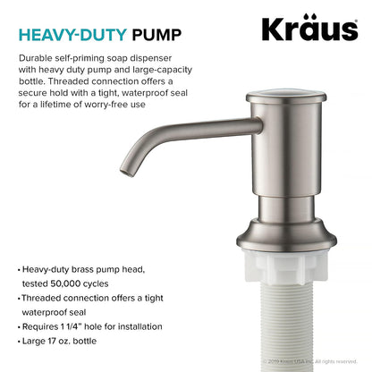 Kraus KSD-80SFS - Dispensador de jabón y loción de Cocina en Acero Inoxidable sin Puntos