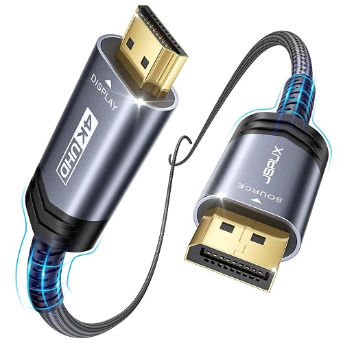 Jsaux Cable Displayport a Hdmi 4K 10 Ft Trenzado Nylon | diseno portatil para uso diario, viajes, oficina y accesorios de gaming
