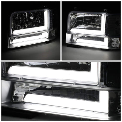 DNA Motoring Par de Faros LED Dobles para Ford F-150/F-250/F-350/Bronco 1992-1996, Cromo/Ámbar