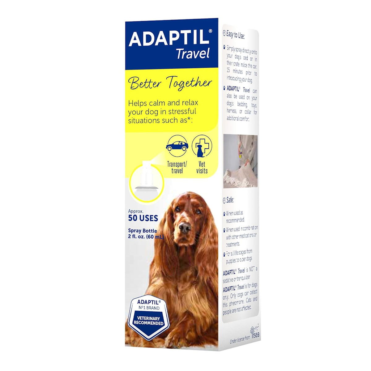 ADAPTIL Spray 60 ml – Calma y Comodidad a los Perros Durante Viajes, visitas veterinarias y Eventos estresantes – The Original D.A.P. Dog Appeasing - Spray de feromonas (60 ml, 1 Unidad)