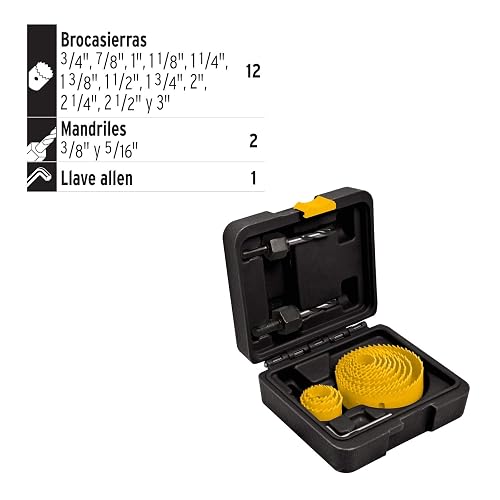 Pretul KIT-14P, Juego de brocasierras de acero al carbono, 15 pzas, Pretul