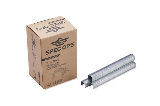 Spec Ops Tools Grapas de 3/8 pulgadas para grapadora de alicates M68E, paquete de 5000, 3% donado a veteranos, plata