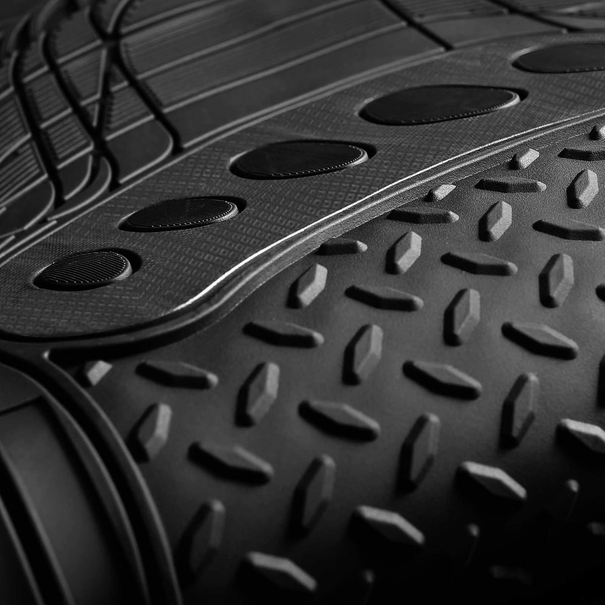 FH Group - Alfombrillas para automóvil de Ajuste Universal, Resistentes al Clima para Todo Tipo de Clima, Goma Resistente para la mayoría de Automóviles, SUV y Camiones, con diseño de Huellas, Juego