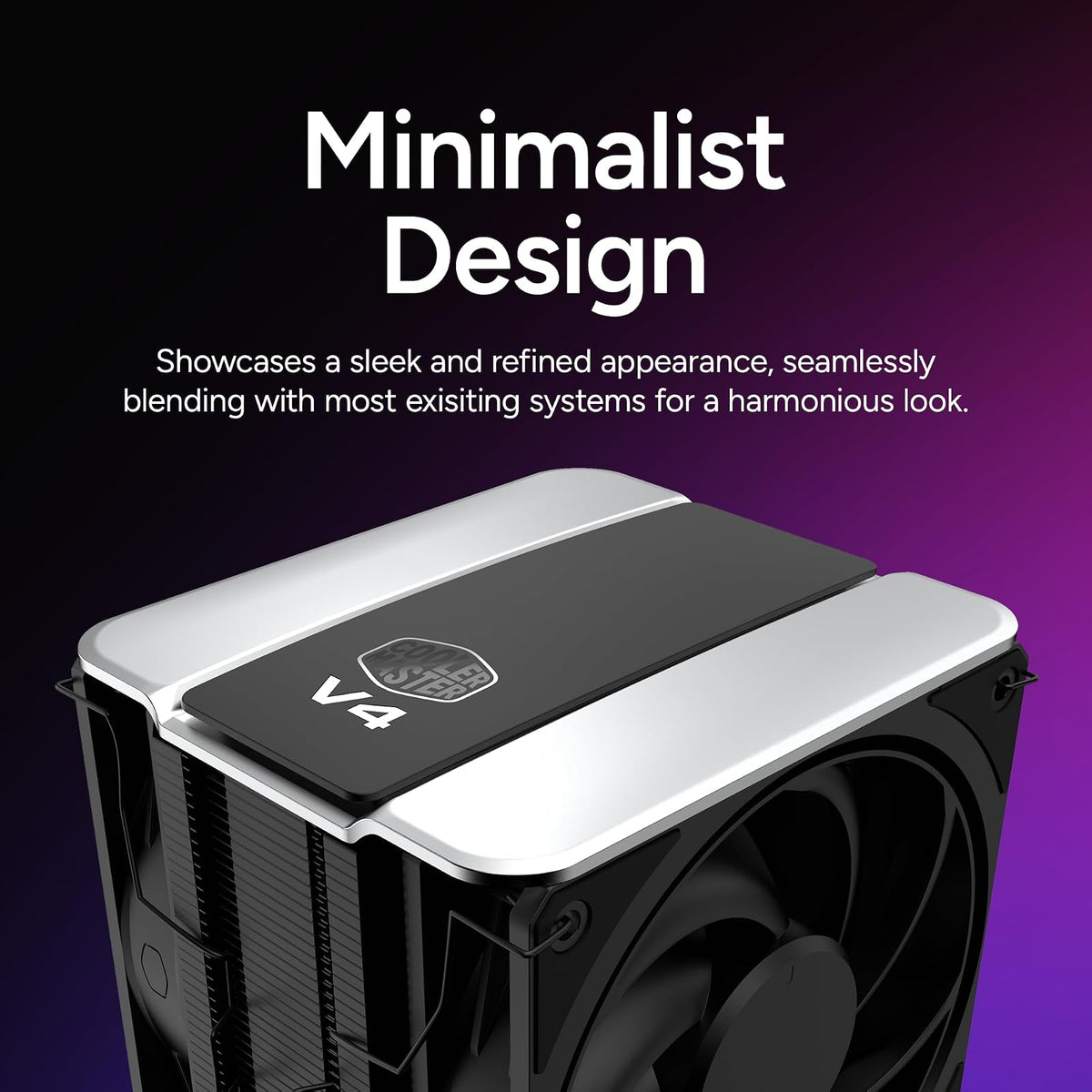 Cooler Master V4 Alpha 3DHP Ventilador de CPU Negro, Tecnología de Tubo de Calor Alpha 3DHP, Ventiladores Duales Mobius 120 PWM, Operación Silenciosa, Fácil Instalación, AMD Ryzen 9 AM5|4, Intel Ultra
