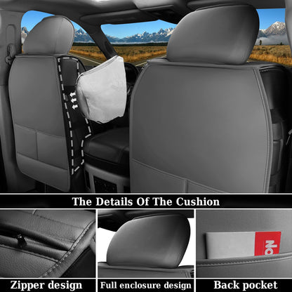Coverado Fundas de Asiento de Automóvil de Piel, Impermeables, Fundas de Asiento Dooge Ram 1500 compatibles con Dodge Ram 1500 2500 3500 2025 con Banco Plano (Juego Completo, Gris Oscuro)