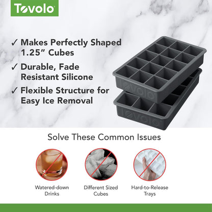 Tovolo Perfect Cube - Juego de 2 charolas para hielo, color rojo, Set de 2, Carbón, Juego de 2, 1