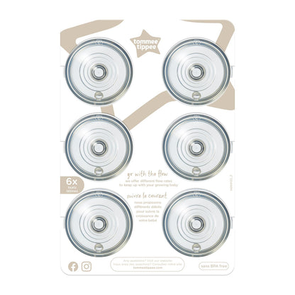 Tommee Tippee Tetinas Natural Start Flujo Medio 3m+, Paquete de 6 - Flujo rápido - 6 Unidad (Paquete de 1)
